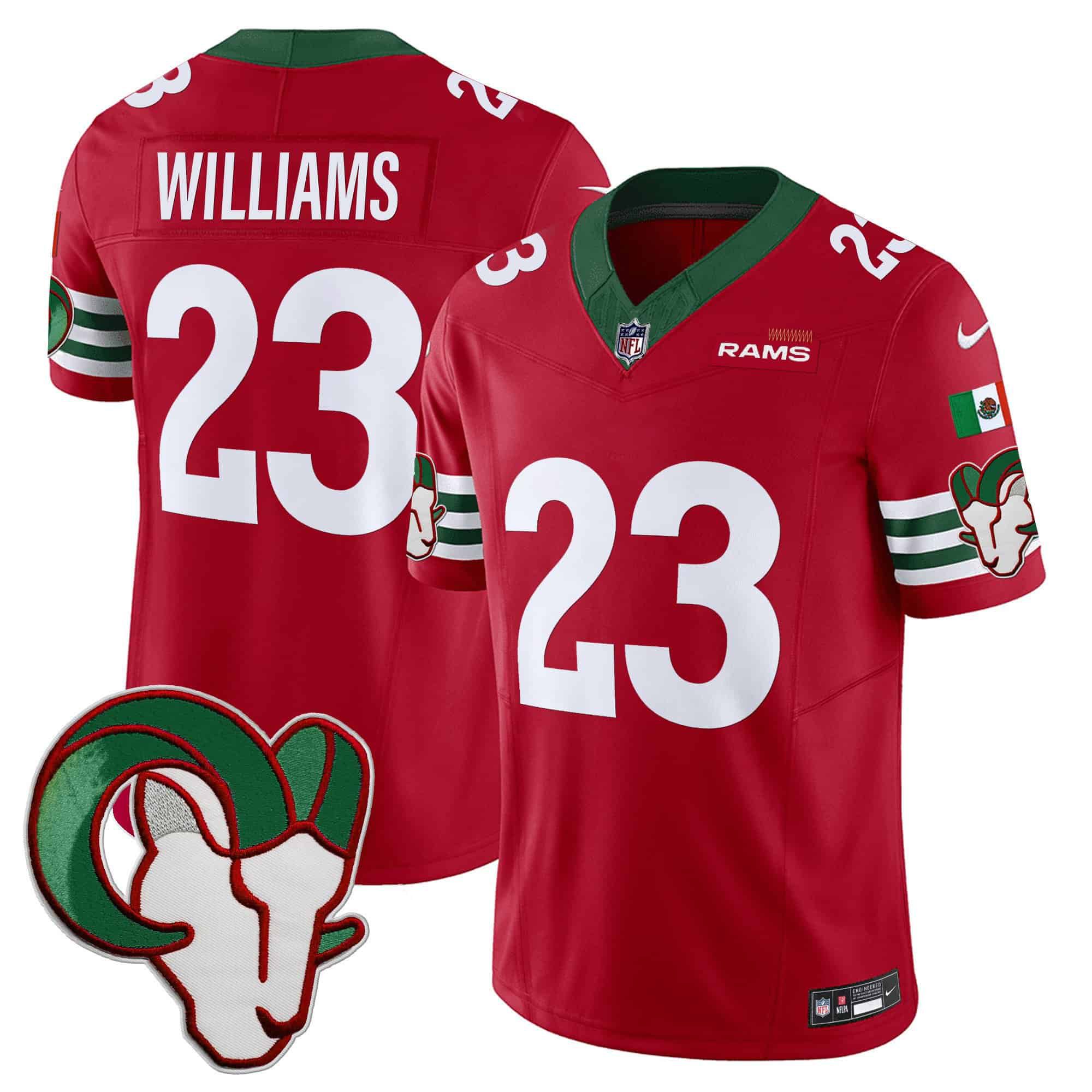 Men Los Angeles Rams #23 Williams Red 2024 Nike Mexico Vapor Limited NFL Jersey style 1->indianapolis colts->NFL Jersey